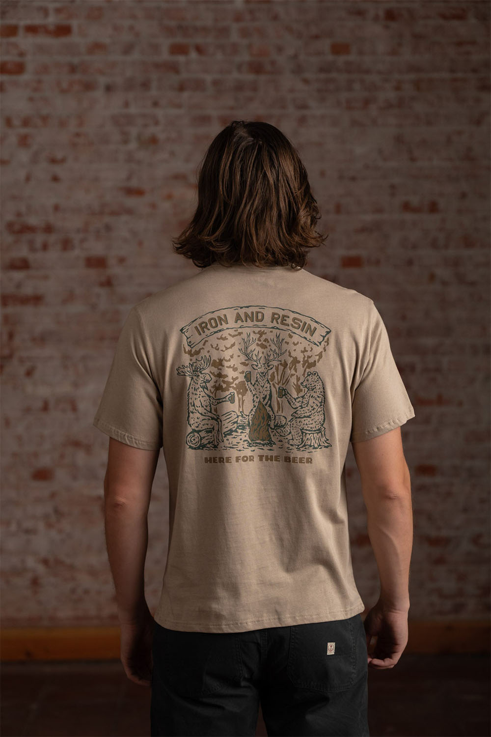 iron and resin here for the beer pkt tee tan back