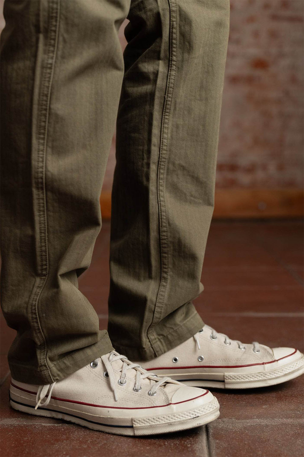 iron and resin herringbone brigade pant army hem