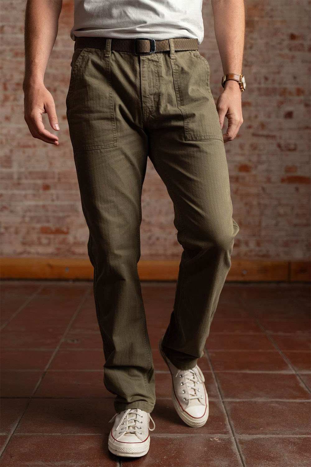 iron and resin herringbone brigade pant army profile