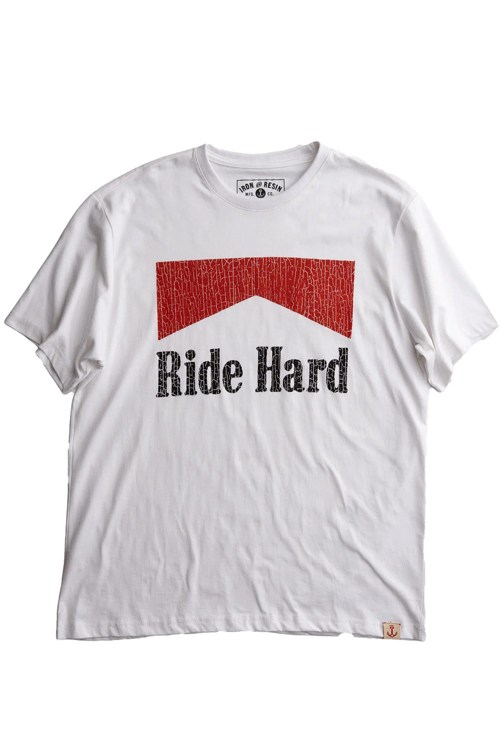 iron and resin ride hard tee white front
