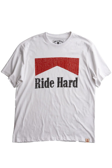 iron and resin ride hard tee white front