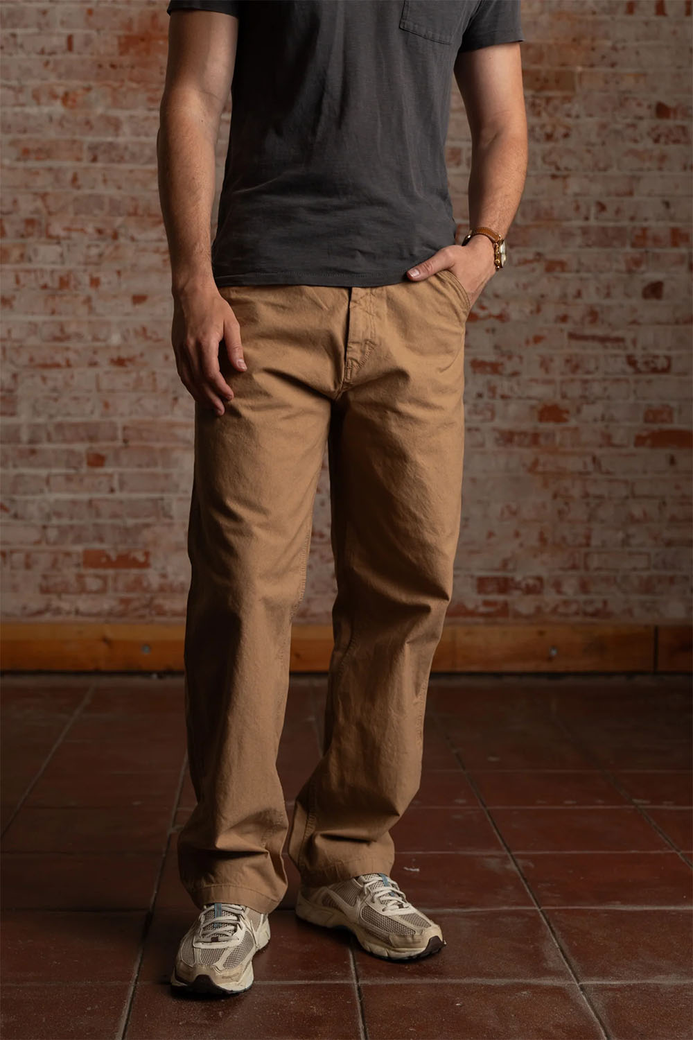 iron and resin trapper pant field tan front