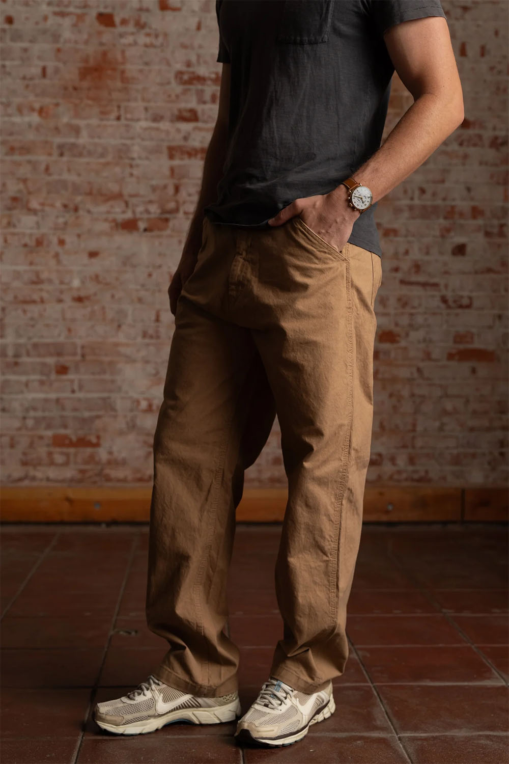 iron and resin trapper pant field tan side