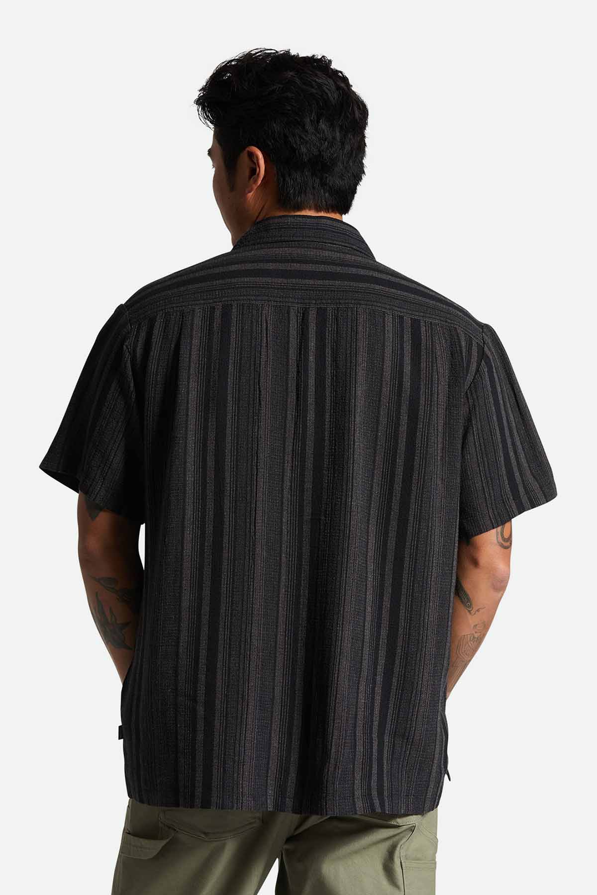 Brixton - Bunker Seersucker SS - Black/Charcoal - Back