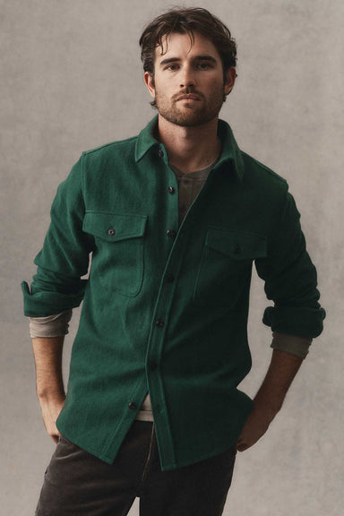 Taylor Stitch - Maritime Shirt Jacket - Dark Forest Moleskin Twill - Model