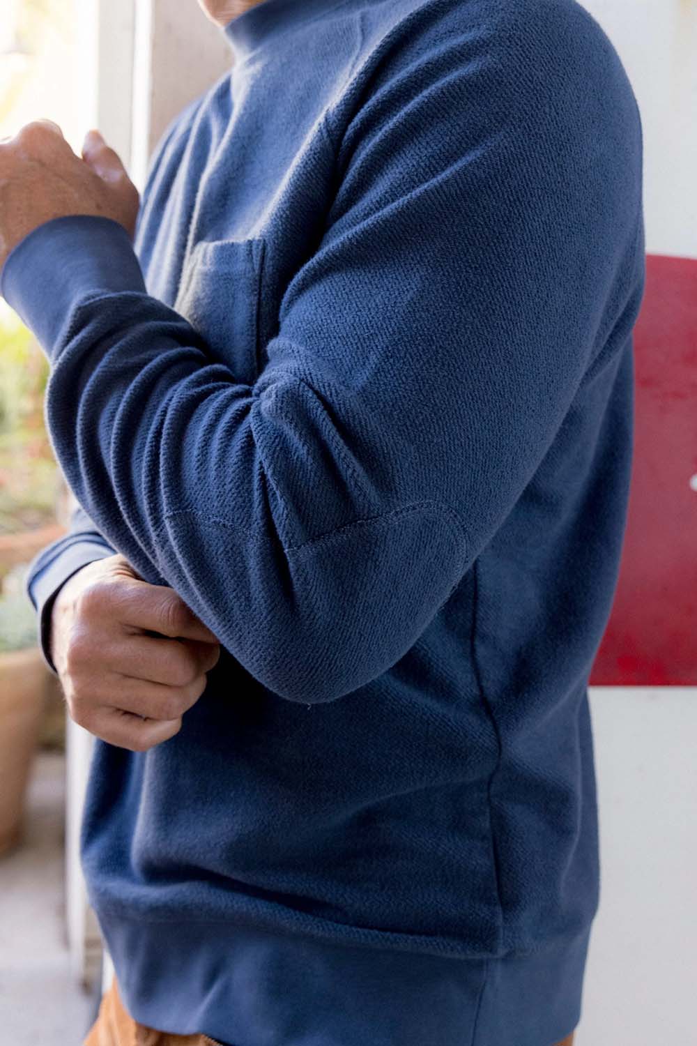 Grayers - Dunlop Reverse Fleece Crew - Dark Blue - Side