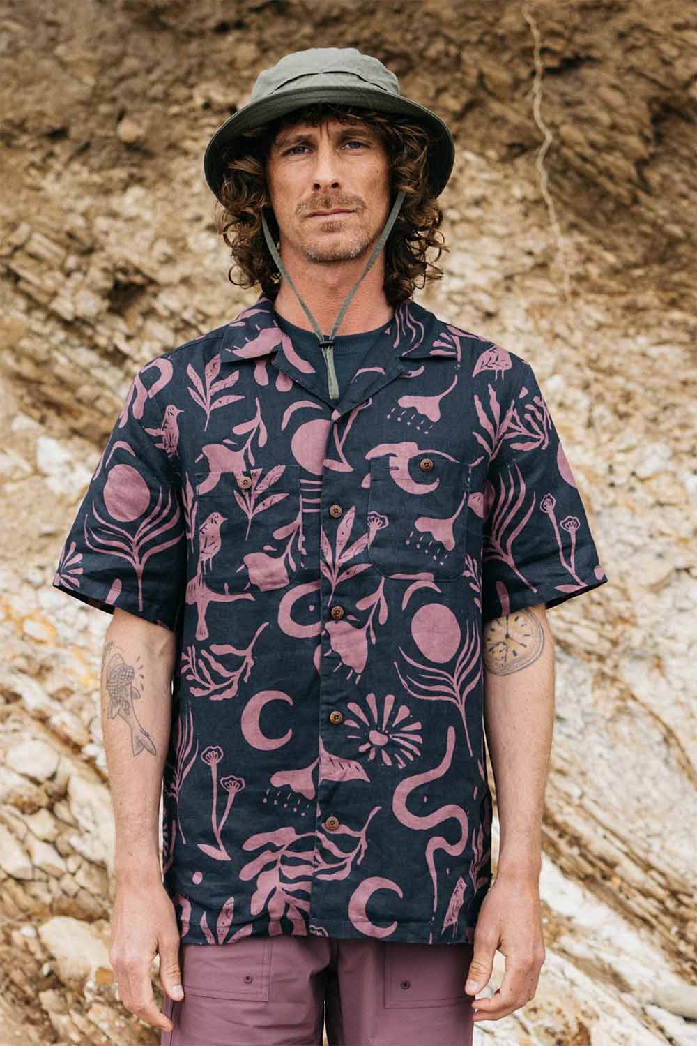 Finisterre - Atlas SS Shirt - Navy/Fig - Front