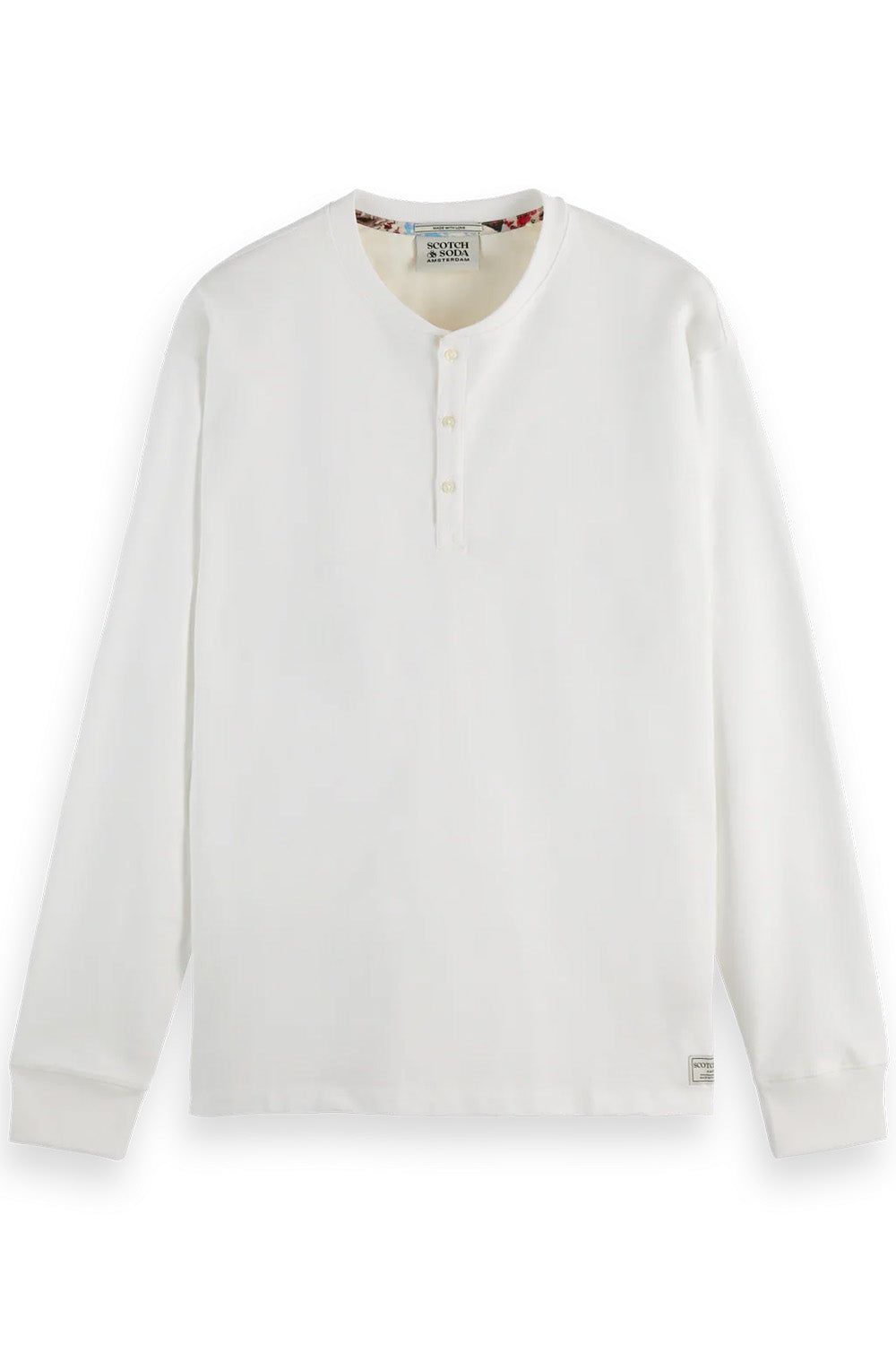 Scotch & Soda - SLUB HENLEY LS - Bright White - Flatlay