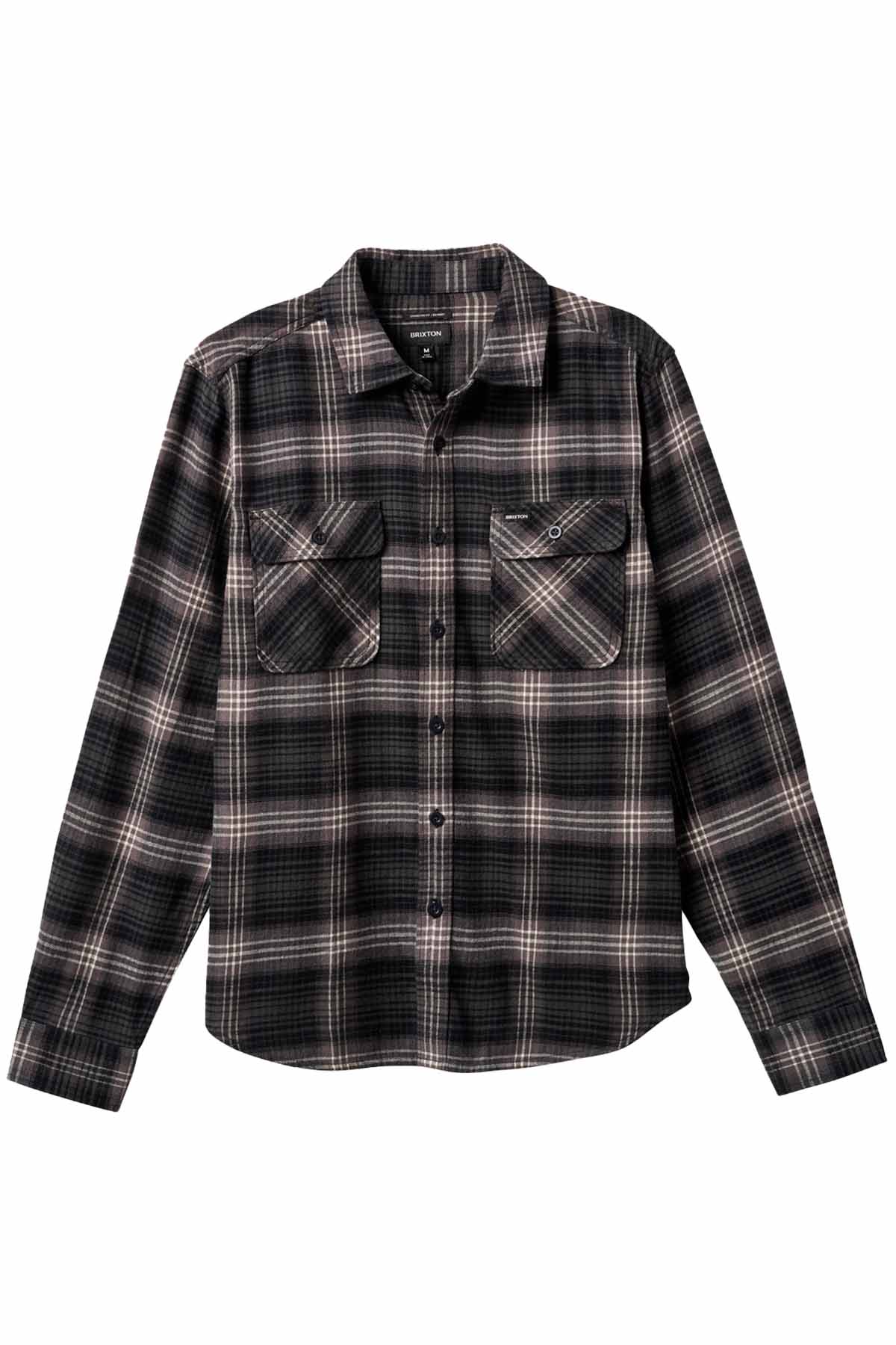 Brixton - Bowery LW Ultra Flannel - Charcoal/Black - Flatlay