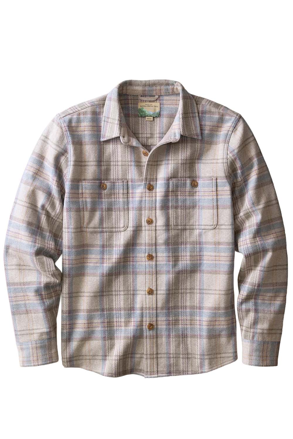 Marine Layer Pacifica Overshirt in Grey Plaid — Flatlay view
