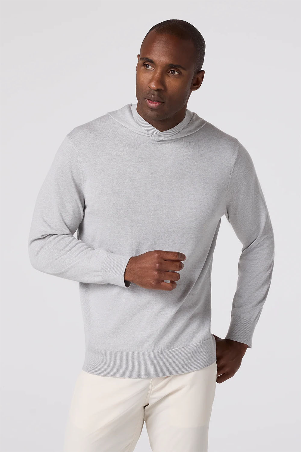 Mizzen + Main - Heritage Sweater Hoodie - Light Gray Heather - Front