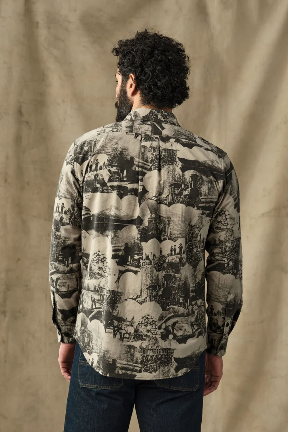 Filson Field Flannel Shirt in Vintage Khaki Print — Back view