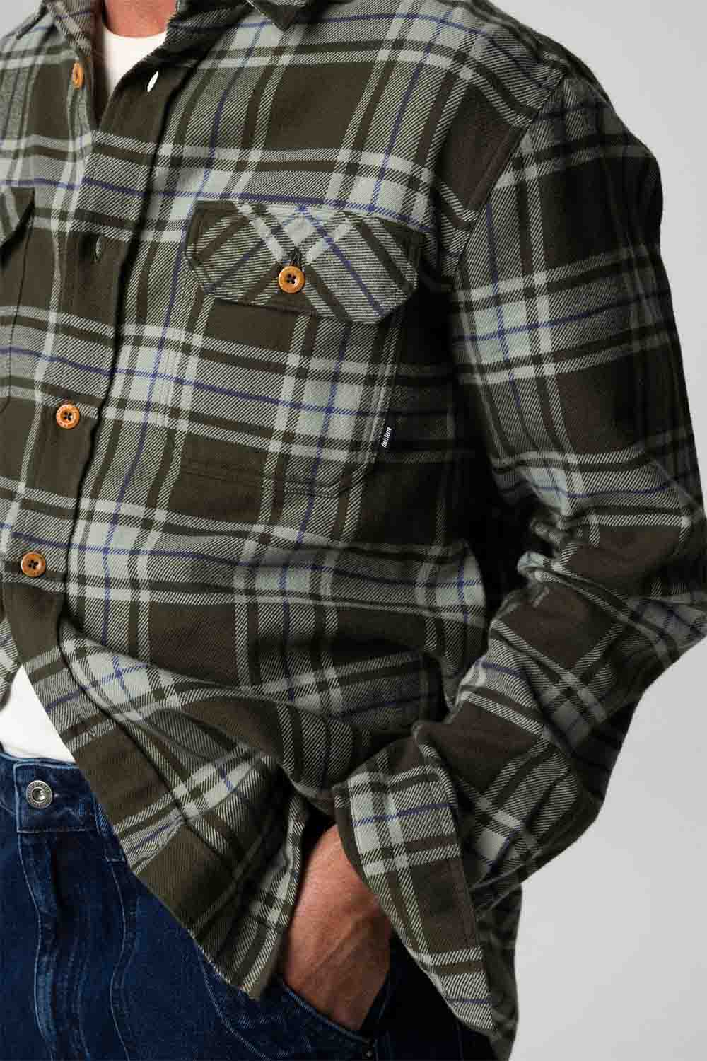 Finisterre - Beardsmore Shirt - Timber Green Check - Detail