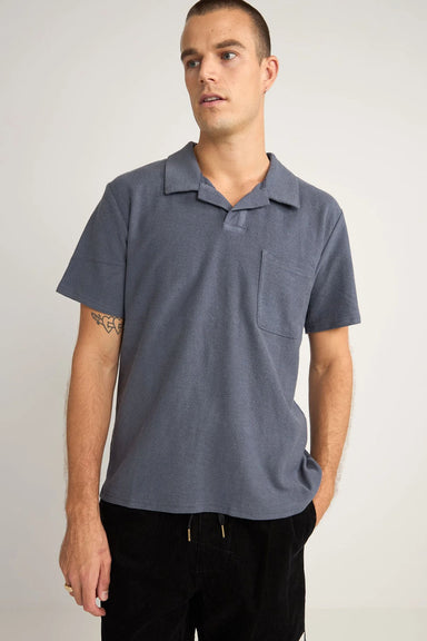 Rhythm - Vintage Terry SS Polo - Vintage Navy - Front