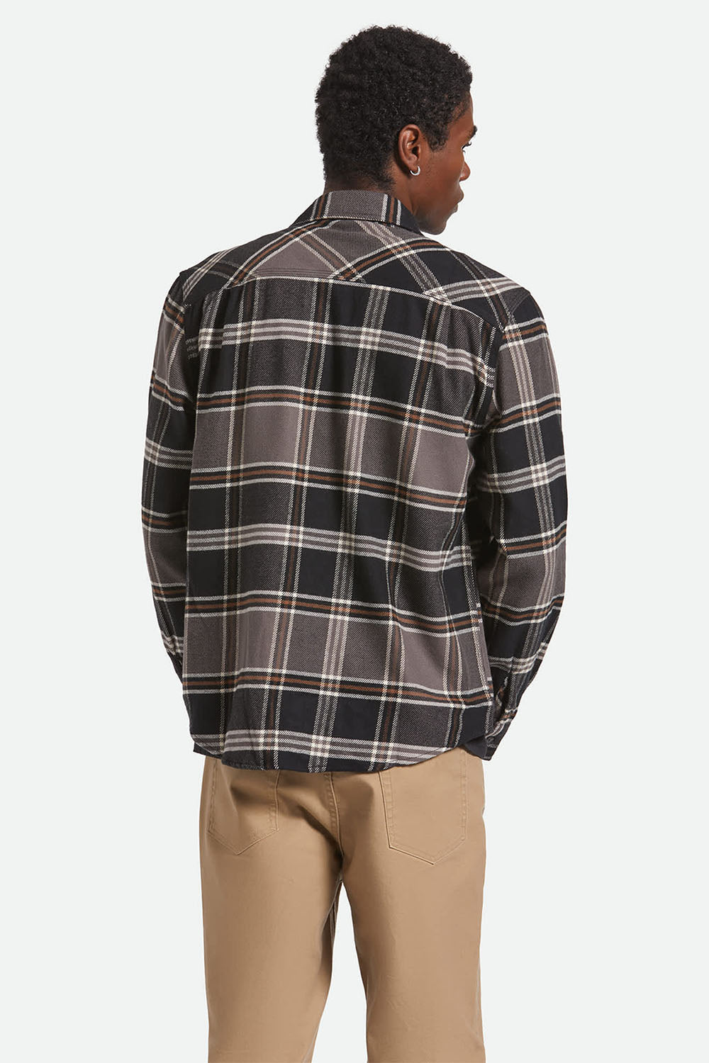 Brixton BOWERY LS FLANNEL Black/Charcoal/Pinecone Back