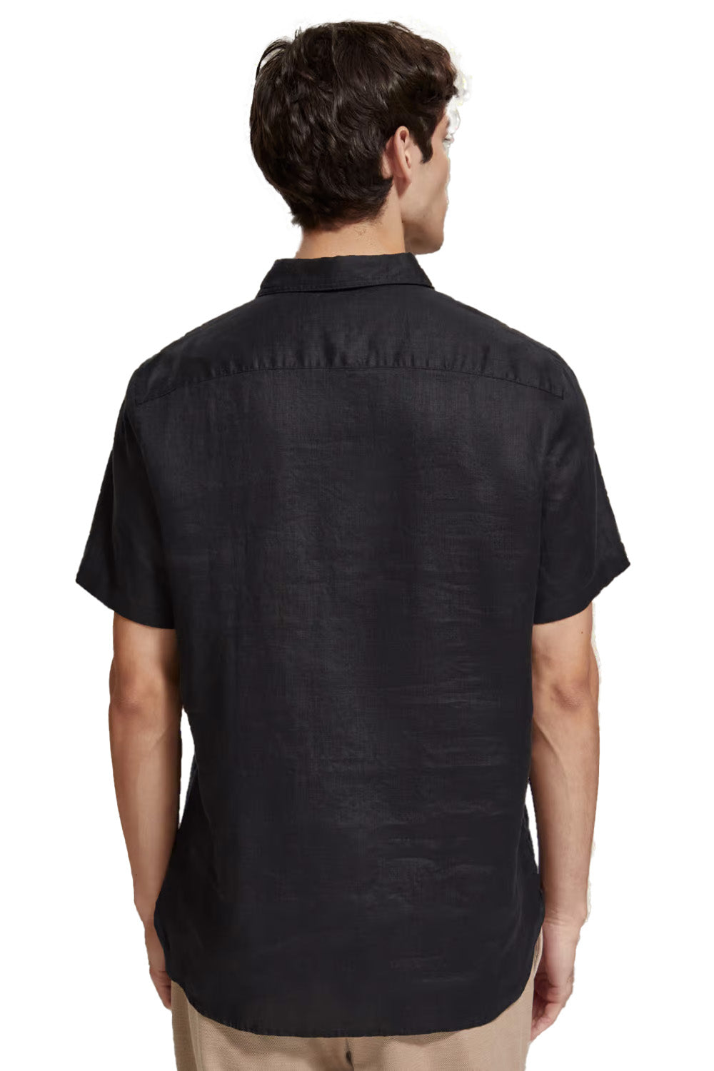 Scotch & Soda - Short Sleeve Linen Shirt - Black - Back