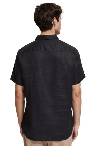 Scotch & Soda - Short Sleeve Linen Shirt - Black - Back