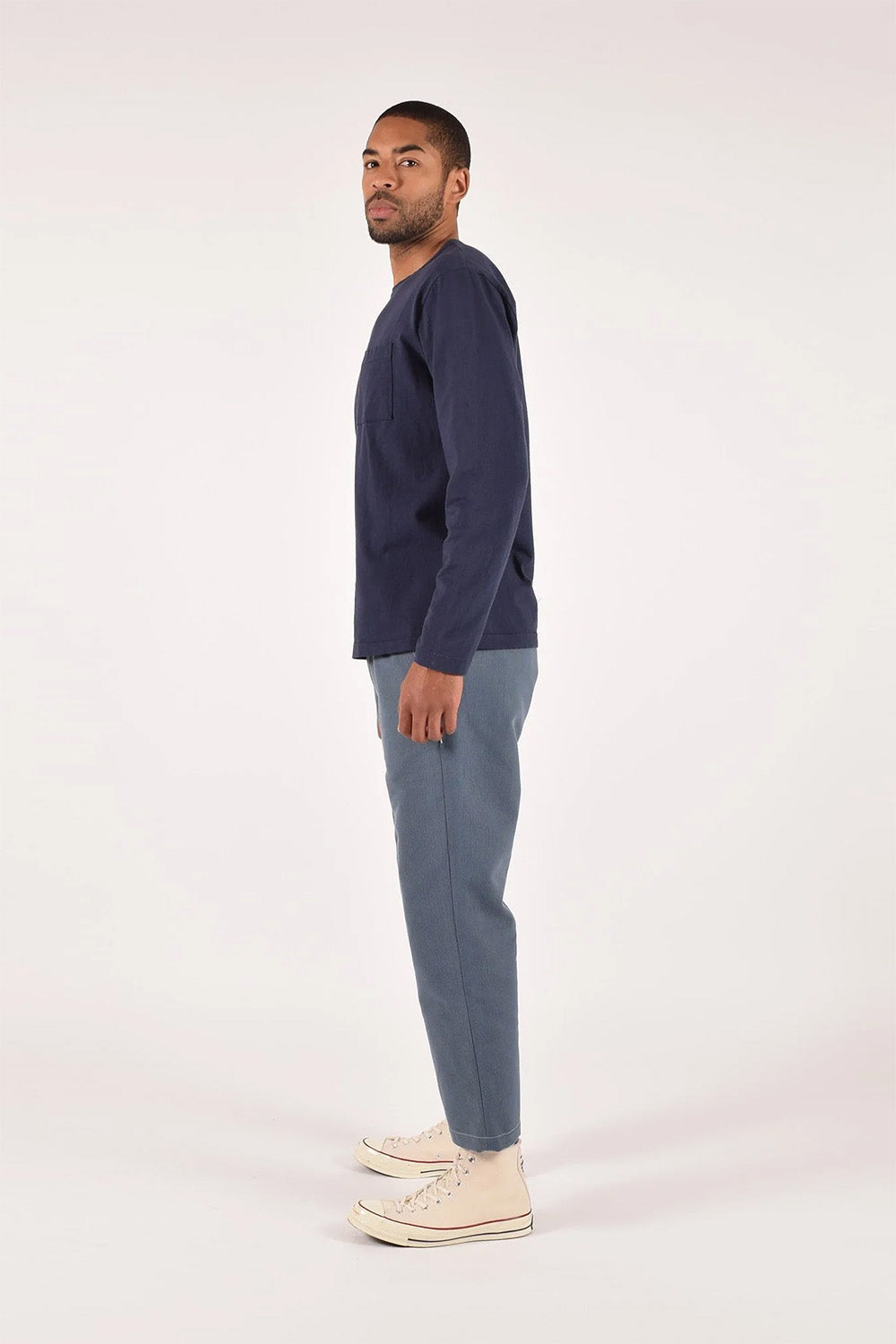 Dehen - Heavy Duty LS Pocket Tee - Navy - Side