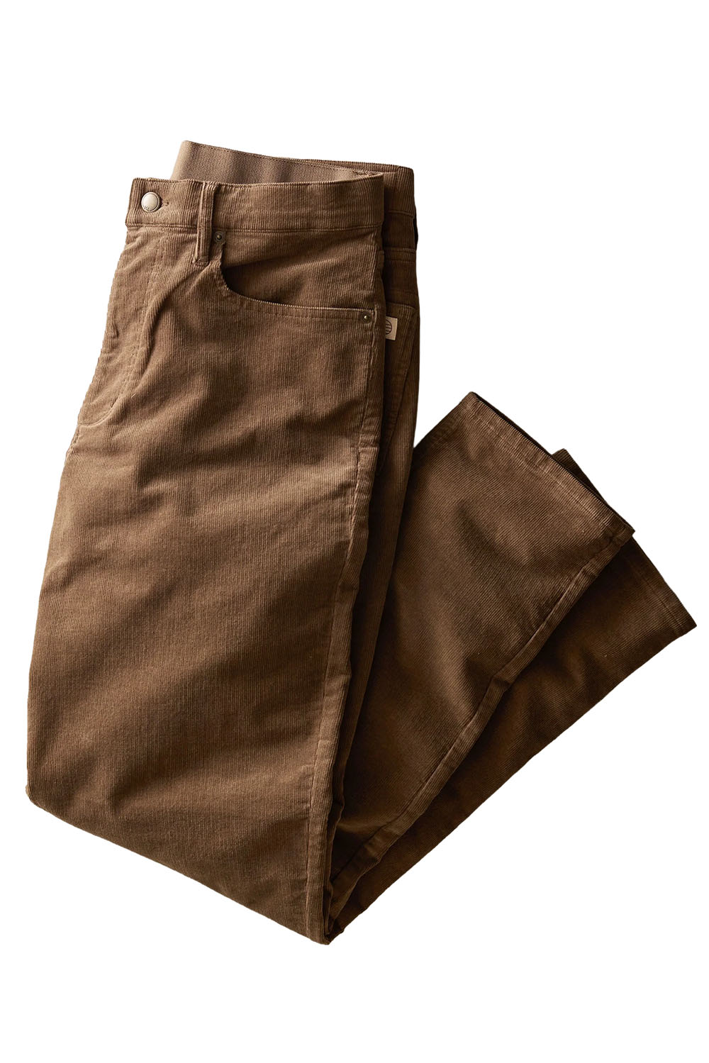 Marine Layer 5 Pocket Flex Terry Cords in Taupe — Flatlay view