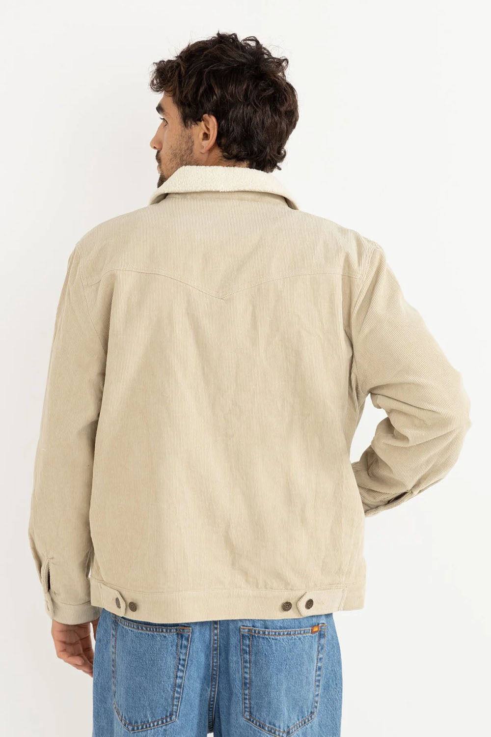 Rhythm Flannel Lined Cord Trucker Oak Back