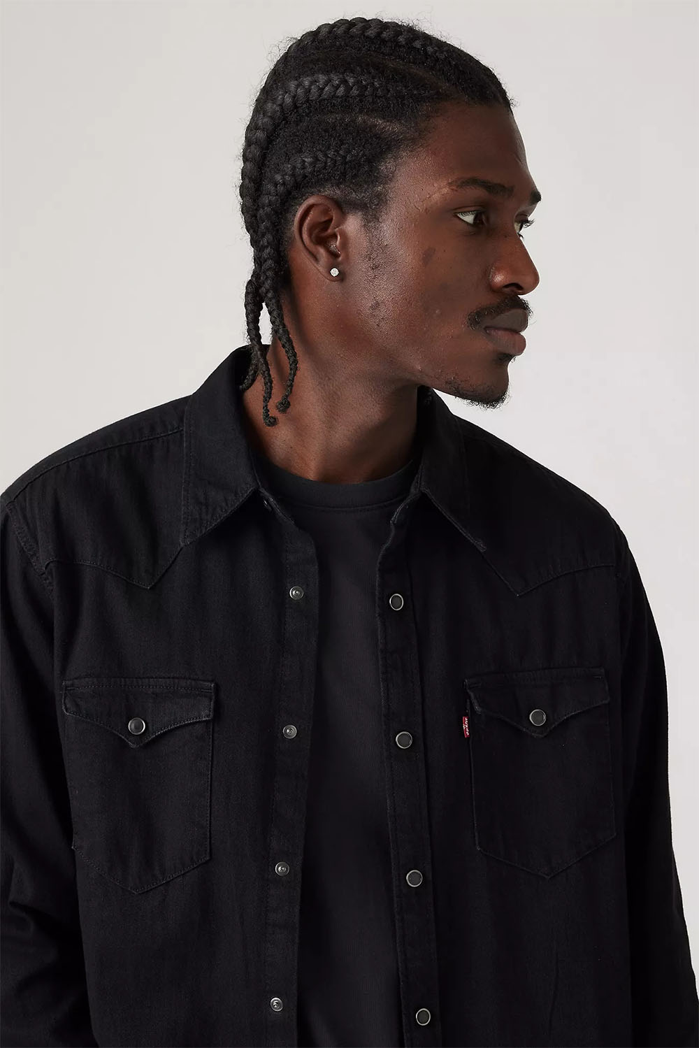 levis barstow western shirt marble black detail
