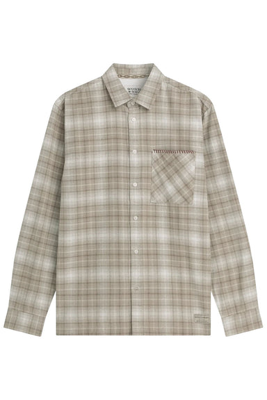 Scotch and Soda Flannel Checked Shirt in Walnut Check — Flatlay view