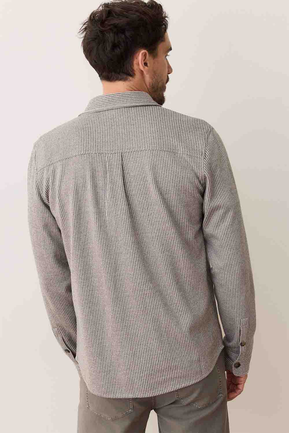 Marine Layer PACIFICA OVERSHIRT Grey Railroad Stripe Back