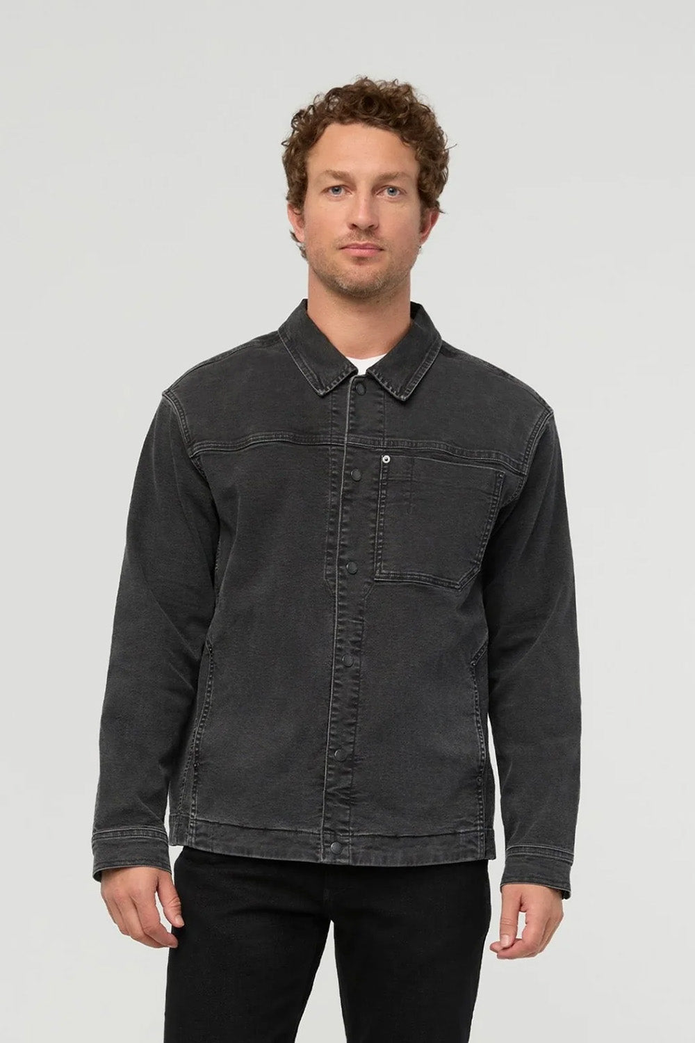 Duer Stretch Canvas Work Jacket in Black — Front view