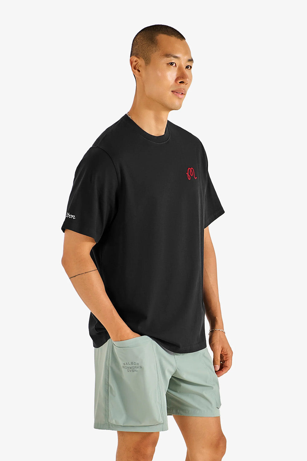 malbon division short in lily pad front view