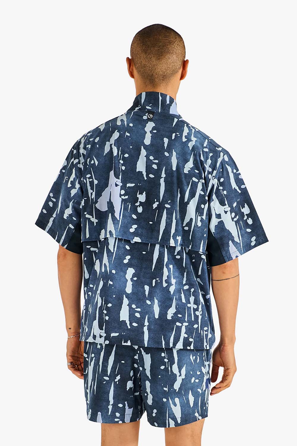 Malbon Pine Inkwash Windshirt in Navy Inkwash — Back view