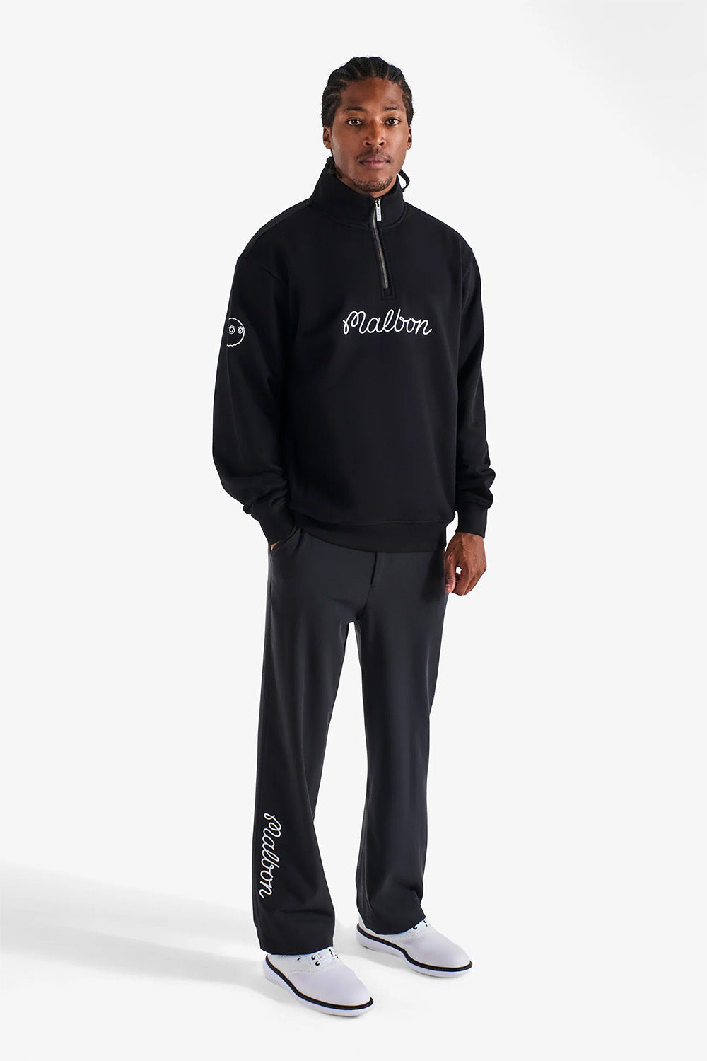 malbon collegiate sweatshirt black side