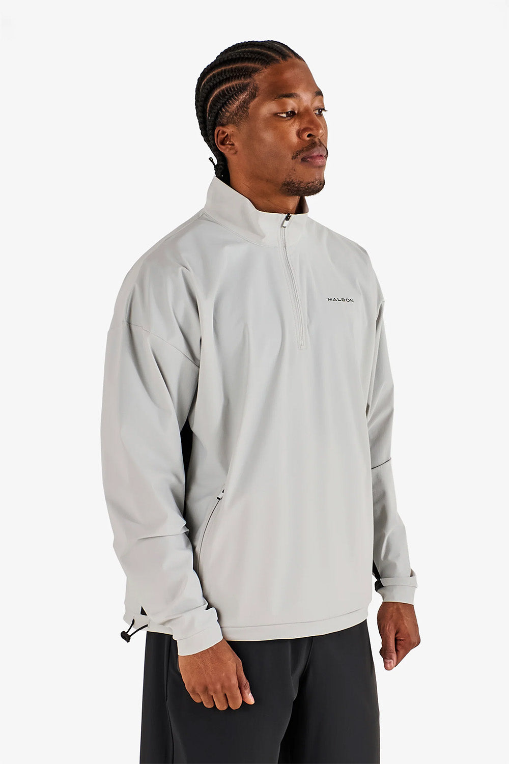 malbon performance 1/4 zip po silver black side