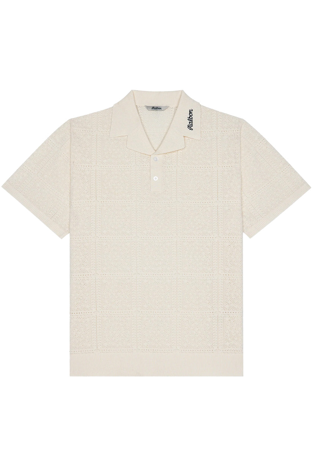 malbon resort crochet polo ivory flatlay
