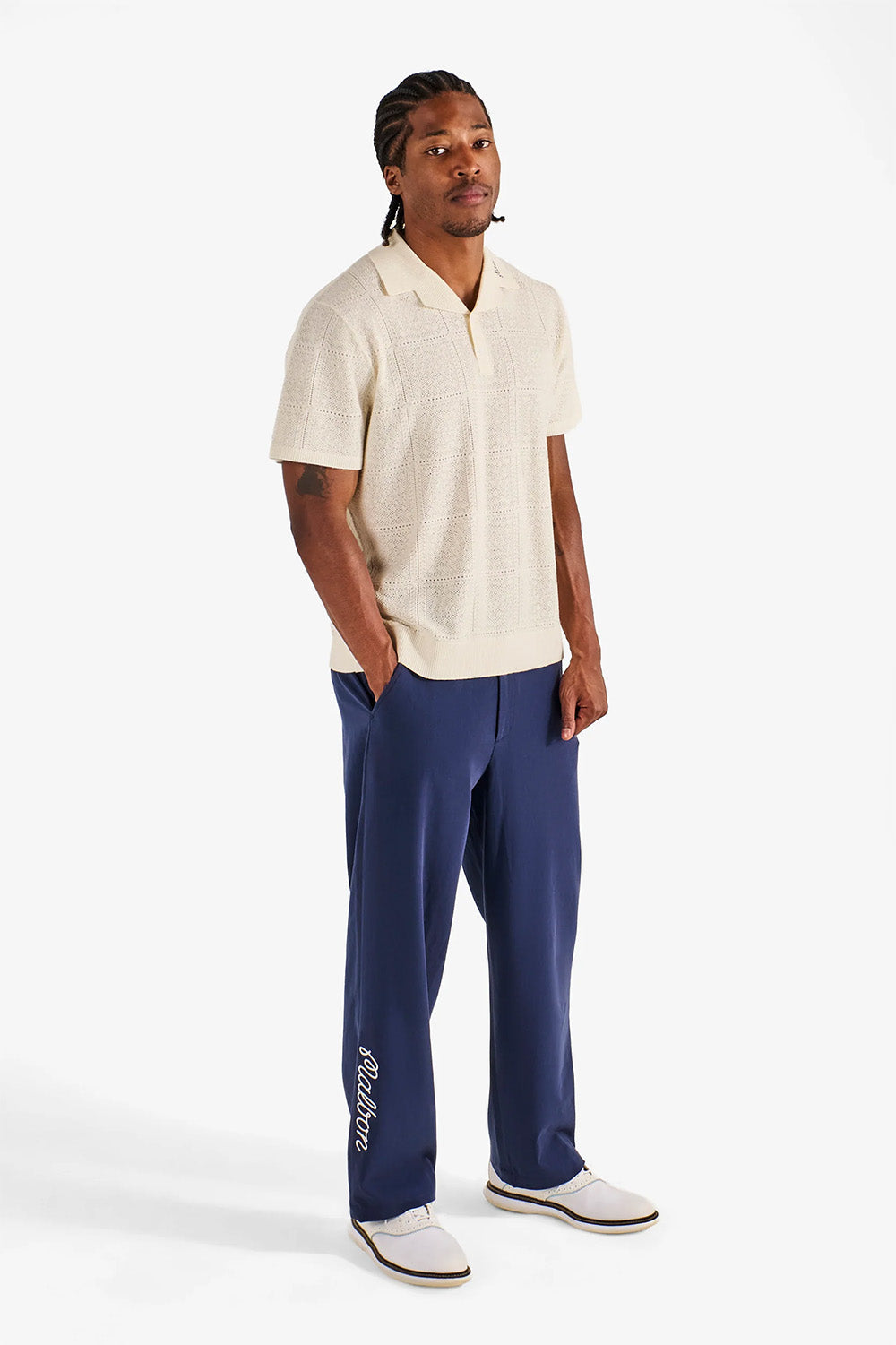 malbon resort crochet polo ivory side