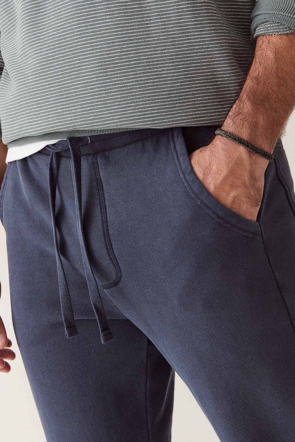 Marine Layer - Cloud 9 Fleece Sweatpant - Mood Indigo - Waistband Detail