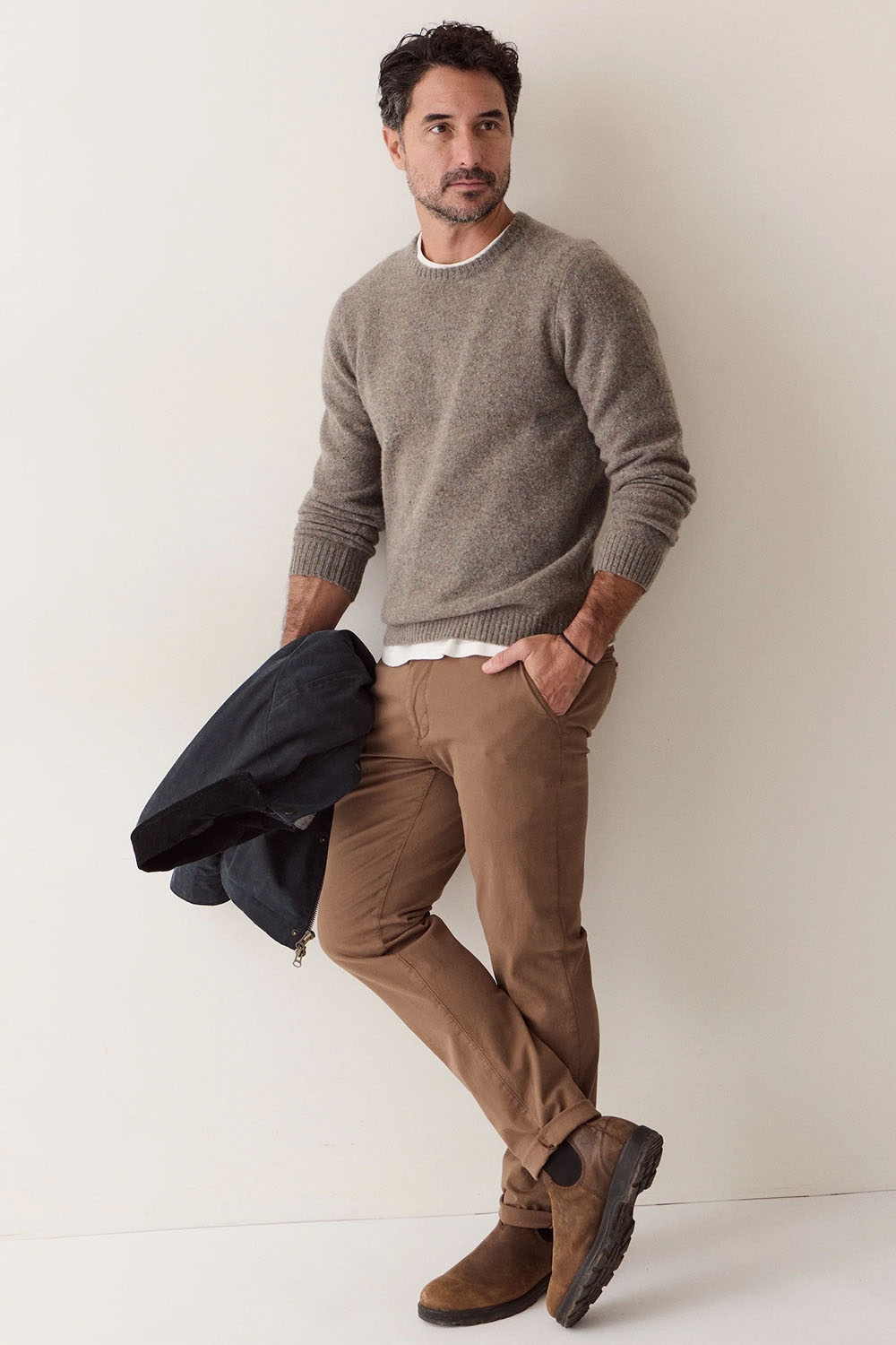 Marine Layer - Donegal Crew Sweater - Wild Sage - Model Full Body