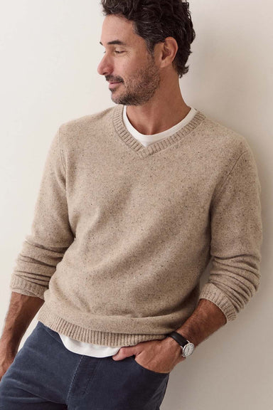 Marine Layer - Donegal V-Neck Sweater - Ryewater - Model Front