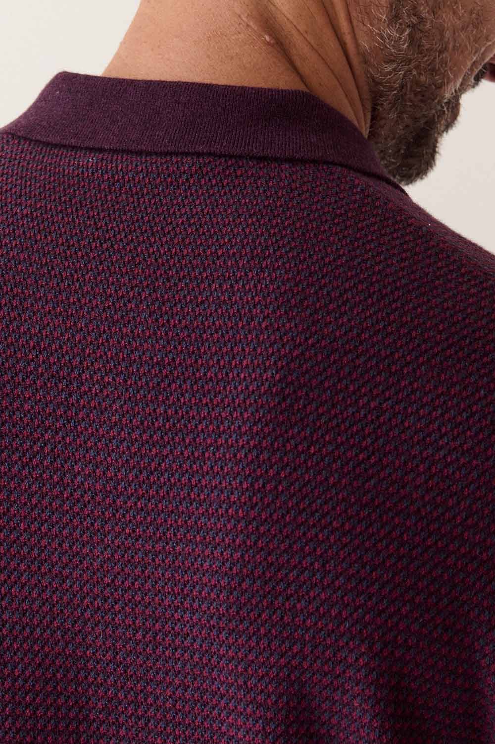 Marine Layer - Liam Sweater Polo - Burgundy - Texture Detail