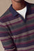 Marine Layer - Liam Sweater Polo - Burgundy Multi Stripe - Detail Collar