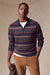 Marine Layer - Liam Sweater Polo - Burgundy Multi Stripe - Model Front