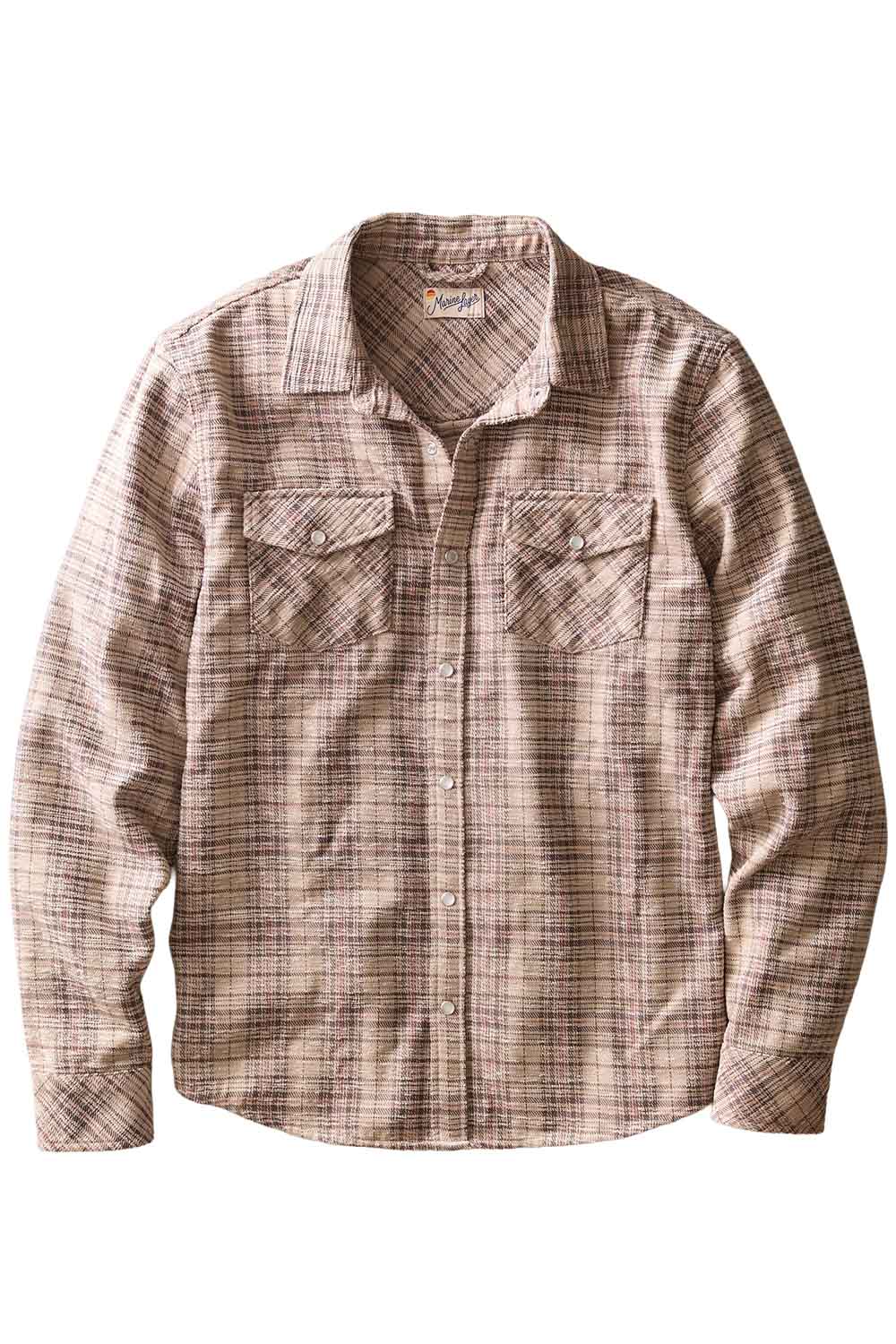 Marine Layer - The Clark Cord Shirt - Brown Plaid - Flatlay