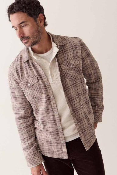 Marine Layer - The Clark Cord Shirt - Brown Plaid - Model Front