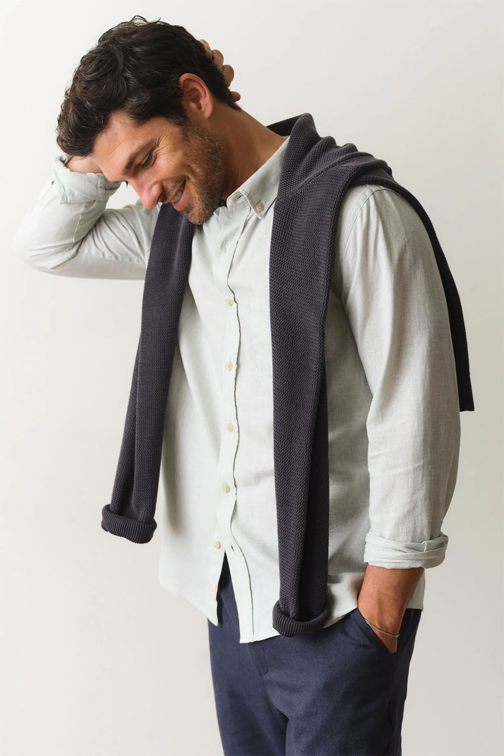 marine layer better than linen ls shirt iceberg green stripe side