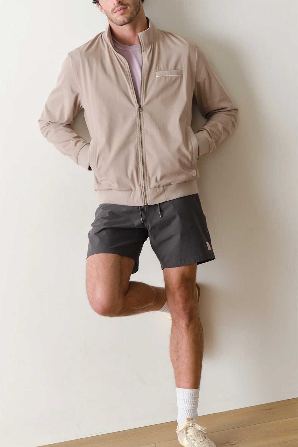 marine layer breeze stretch bomber jacket vintage khaki 