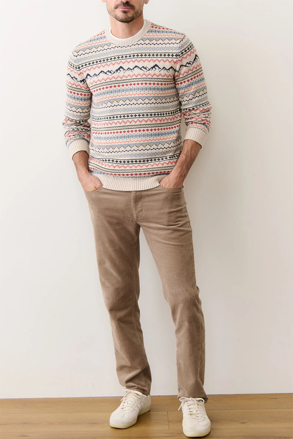 marine layer california fair isle crew oatmeal multi