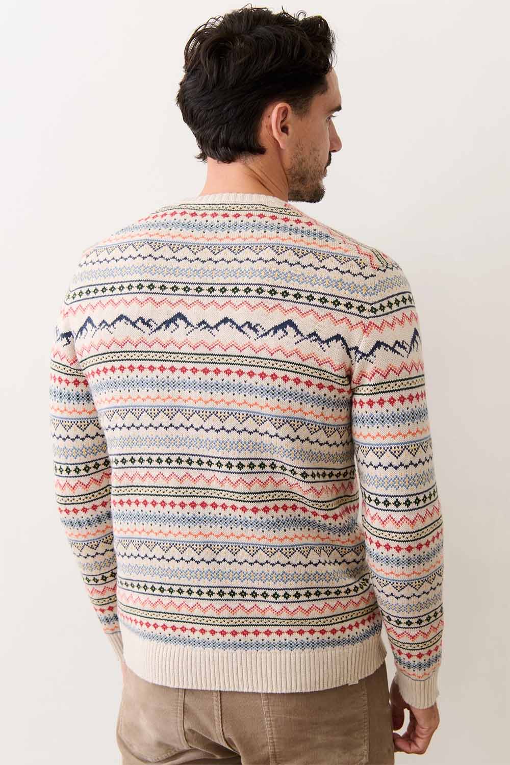 marine layer california fair isle crew oatmeal multi back
