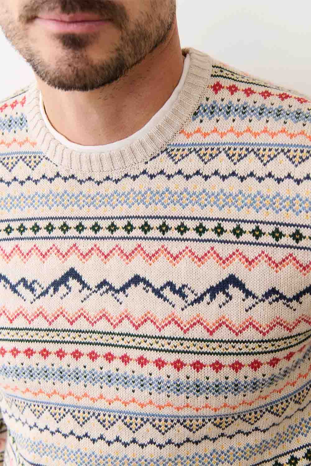 marine layer california fair isle crew oatmeal multi detail