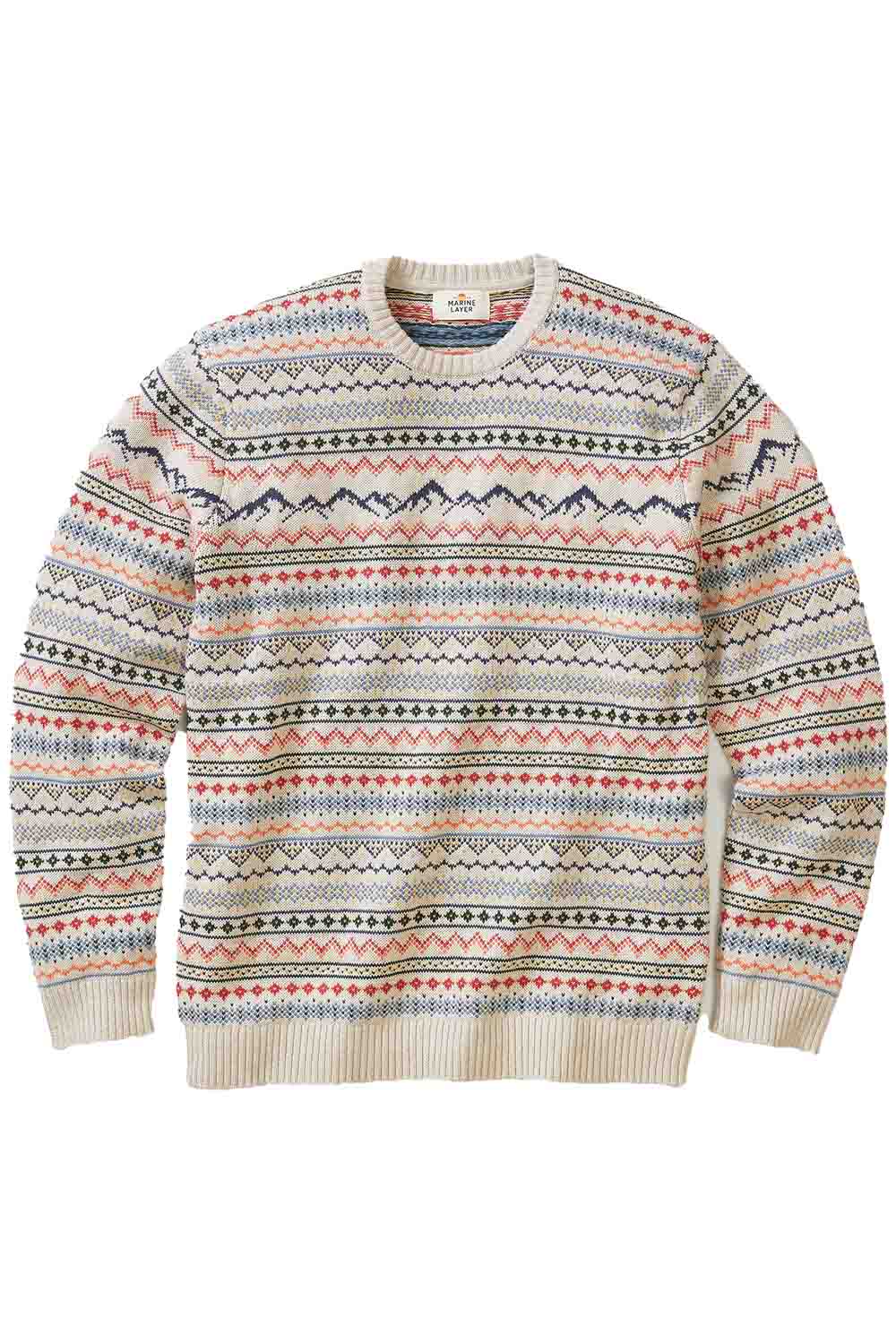 marine layer california fair isle crew oatmeal multi flatlay