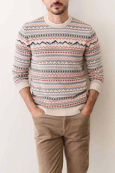 marine layer california fair isle crew oatmeal multi front