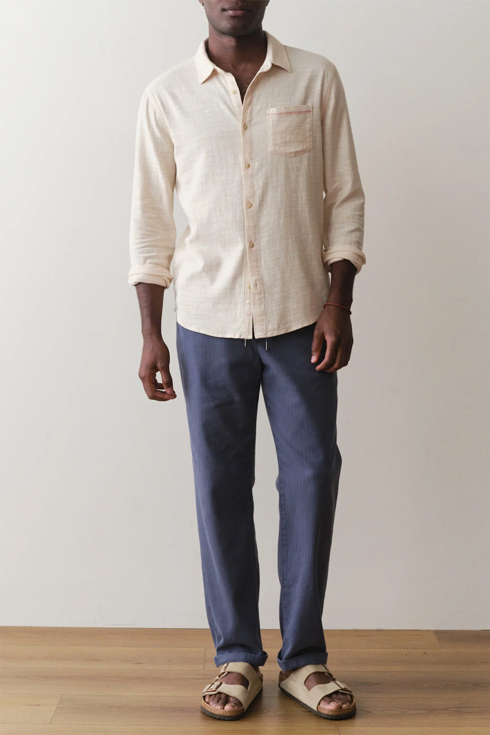 marine layer classic selvage stretch ls shirt oat